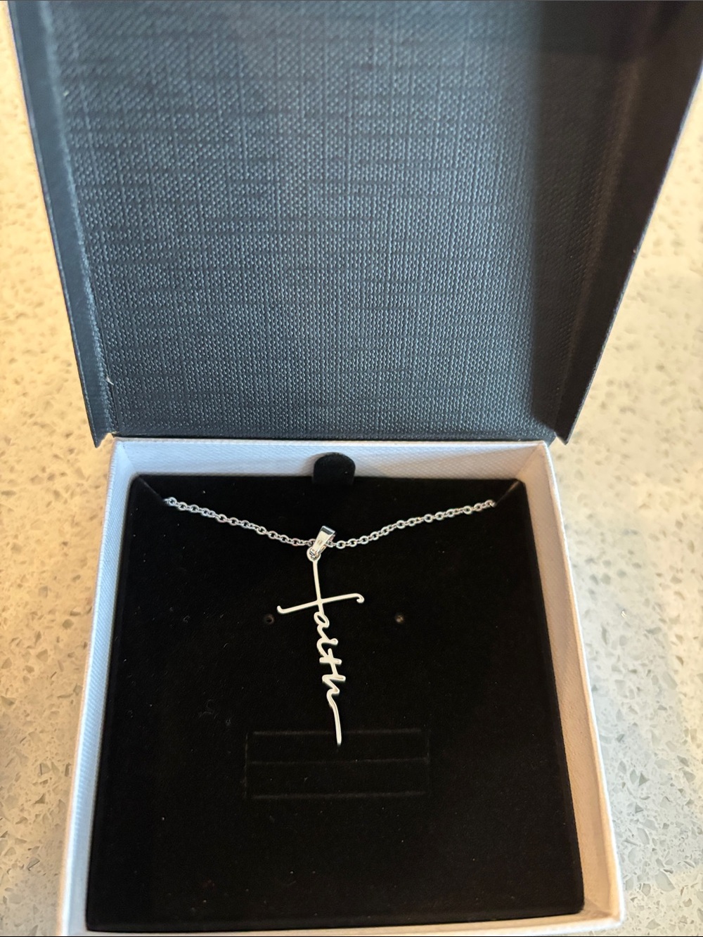 Sterling Silver "Faith" Script Pendant Necklace - Silver